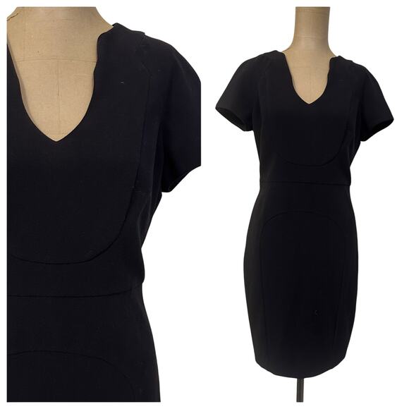 Black Halo size 8 Black Sheath Dress Gypsy Rose Mini Short Sleeves - Picture 4 of 8